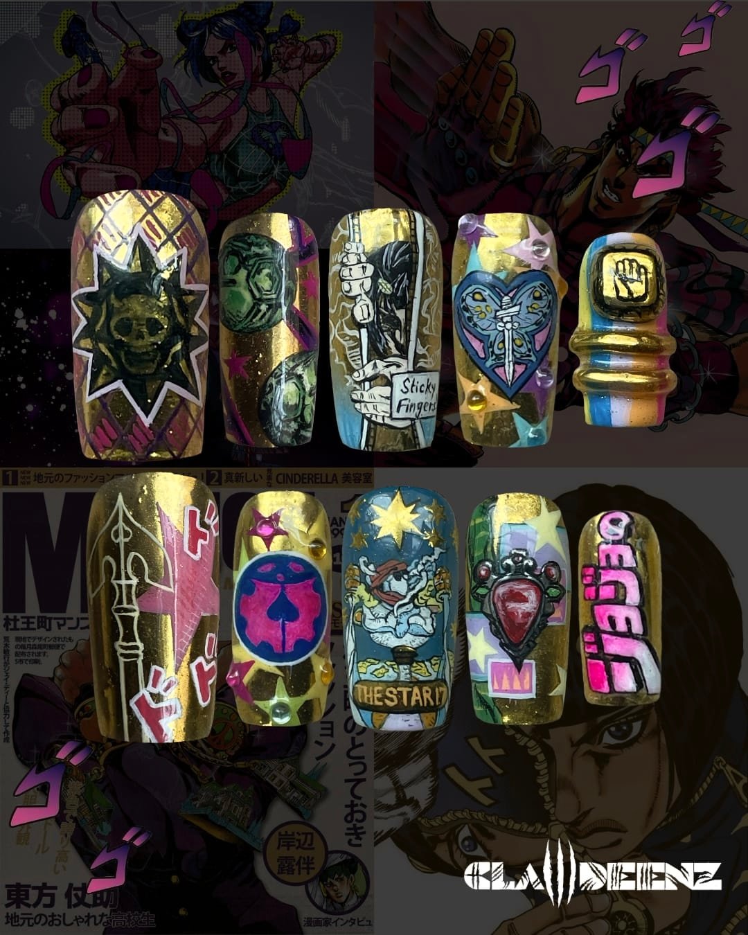 Jojo's Bizarre Adventure Nails (Pre-made)