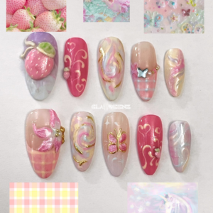 Strawberry and swirl nails