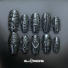 Silver chrome embossed nails